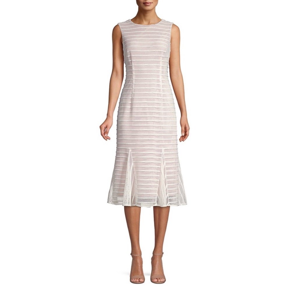 NWT Adrianna Papell Knit Stripe Trumpet Hem Midi Dress Size 6